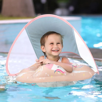 Baby Swimming Float With Canopy Inflatable Infant Ring