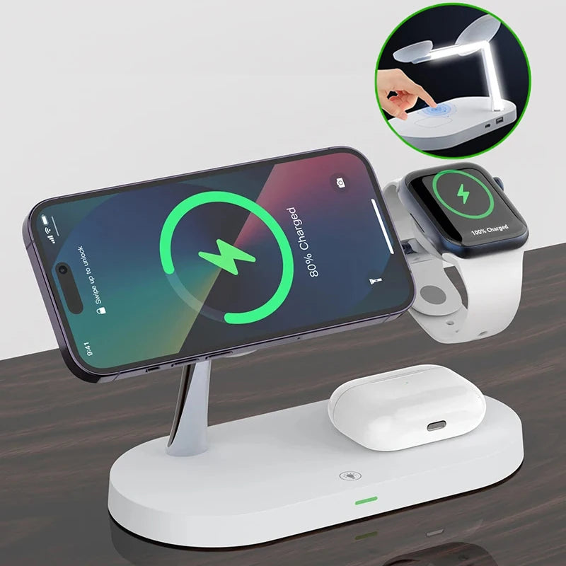 3 in 1 Wireless Charger Stand For iPhone 12 13 14 15 Magsafe Charger Airpods Pro Apple Watch 9 8 7 6 QI Fast Charging Station