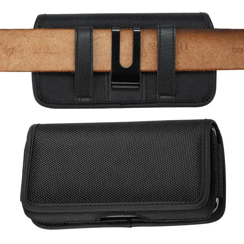 Vertical Nylon Cell Phone Belt Clip Holster Pouch Buckle Wallet Card Holder Case Cover For 4.0inch-6.7inch Phone