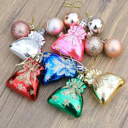 6pcs Christmas Tree Decoration Set Xmas Tree Gift Bag Hanging Decor Christmas Tree Ball Ornaments Home Party Decorations