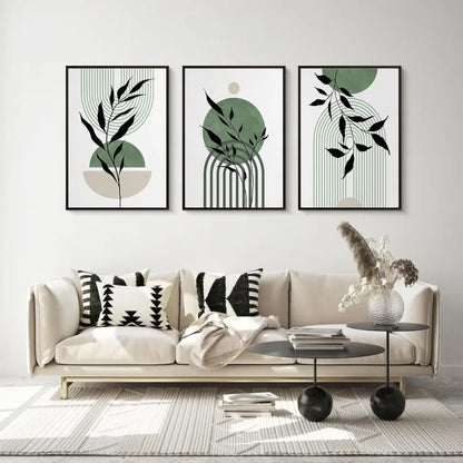 Wall Decororation Medieval Living Room Painting Green Wall Decoration Black Beige Abstract Wall Art Canvas Decorative Paintings