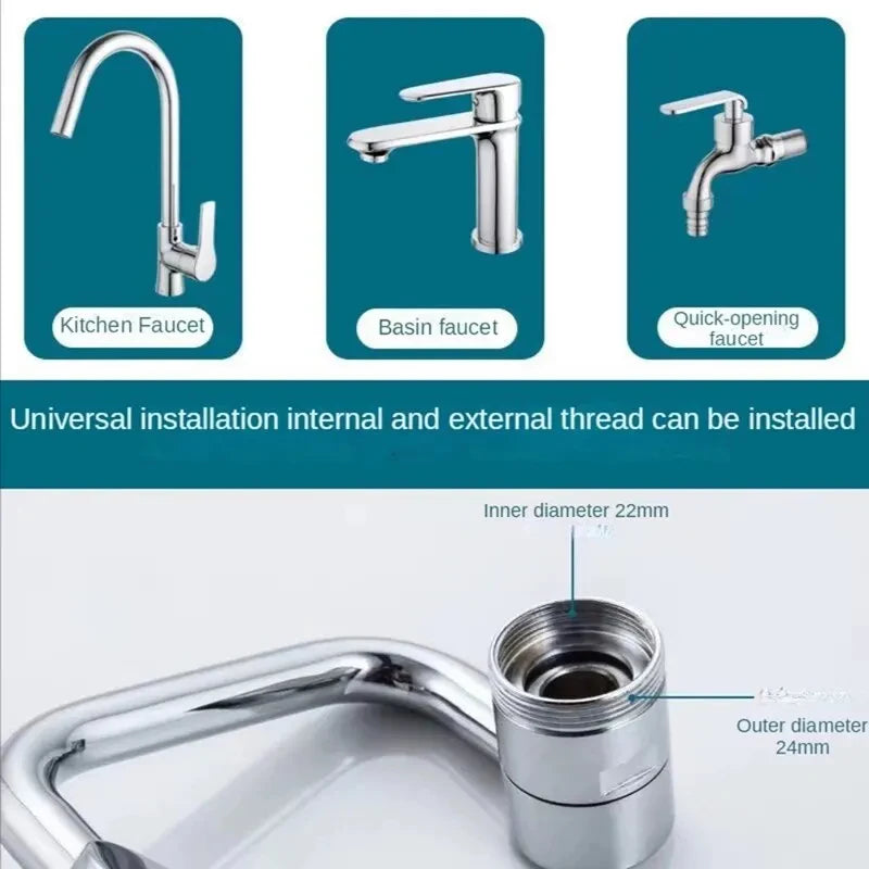 1080 Universal Rotation Faucet Extender Sprayer Head Kitchen Robot Arm Extension Faucets Mixer Aerator Bubbler Water Tap Nozzle