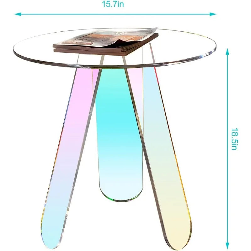 Acrylic Coffee Tables Modern Accent Night Stand Iridescent Table Coffee Table Side  Round End Table Modern Chic Desk-Living