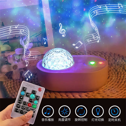 Starry Sky Projector Night Light Spaceship Lamp Galaxy LED Projection Lamp Bluetooth Speaker For Kids Bedroom Home Party Decor