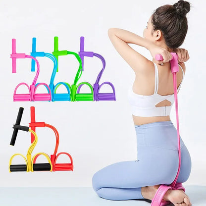 ZK50 Multi Function Tension Rope Bands for Fitness Exercises Elastics Tape Home Resistance Bands 4 Tube Elastic Pedal Puller