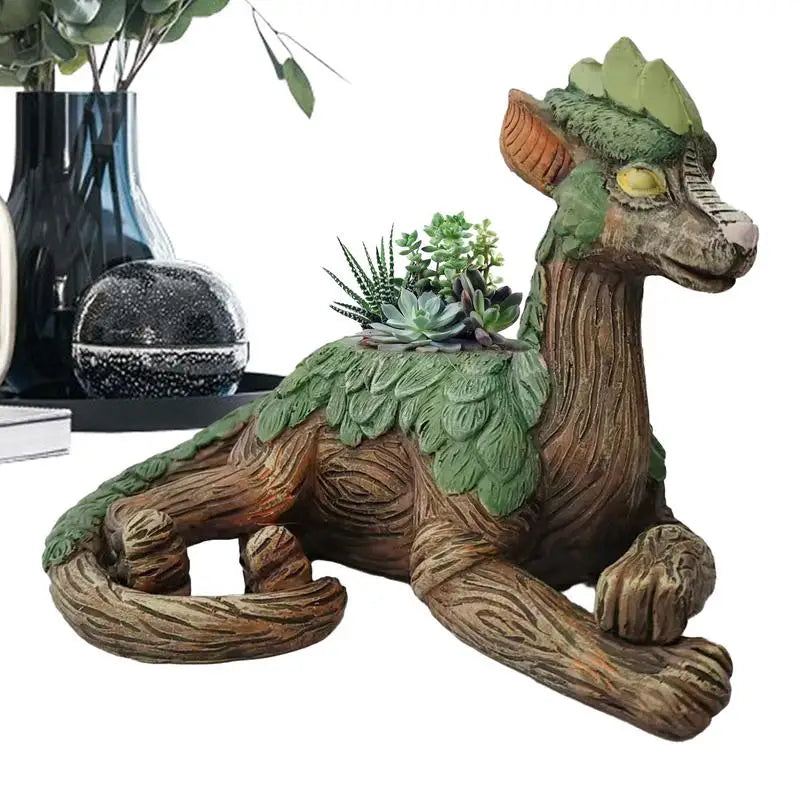 Succulent Figurine Chinese Dragon Garden Sculpture Succulent Planters Resin Craft Outside Statues Creative Succulent Planter For