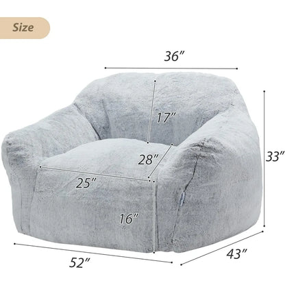 Plush Lazy Sofa Comfy Chair Bean Bag Large BeanBag Chair for Adults in Livingroom Bean Bag Couch Stuffed High-Density Foam Room