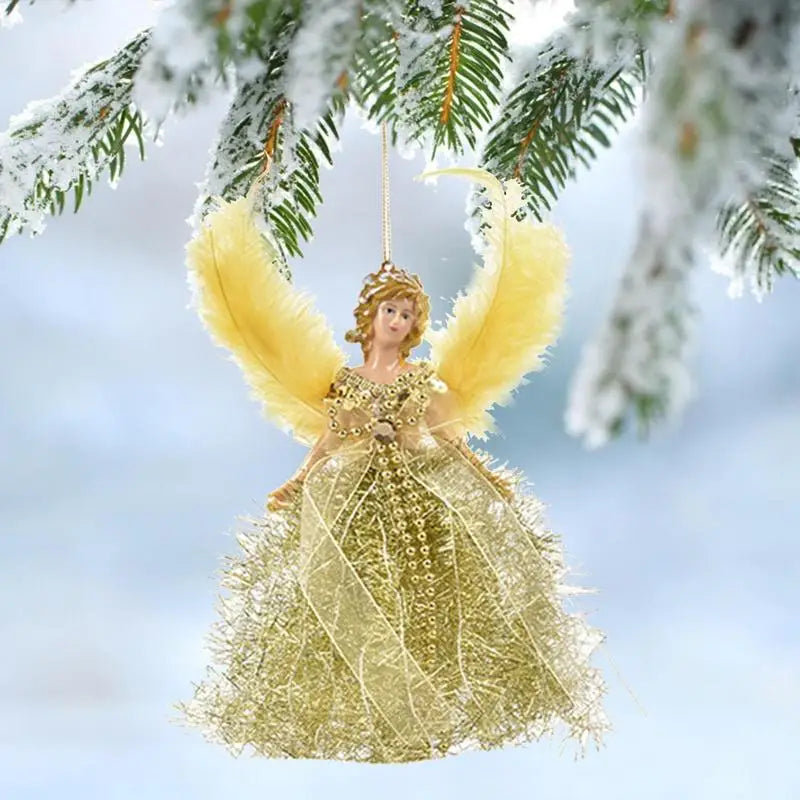 Christmas Tree Angel Topper With Wings Handmade Angel Doll Christmas Gifts For Indoor Christmas Tree Ornaments Festival Supplies