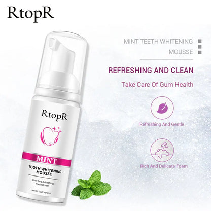 RtopR Teeth Cleansing Whitening Mousse Removes Stains Teeth Whitening Oral Hygiene Mousse Toothpaste Whitening and Staining 60ml