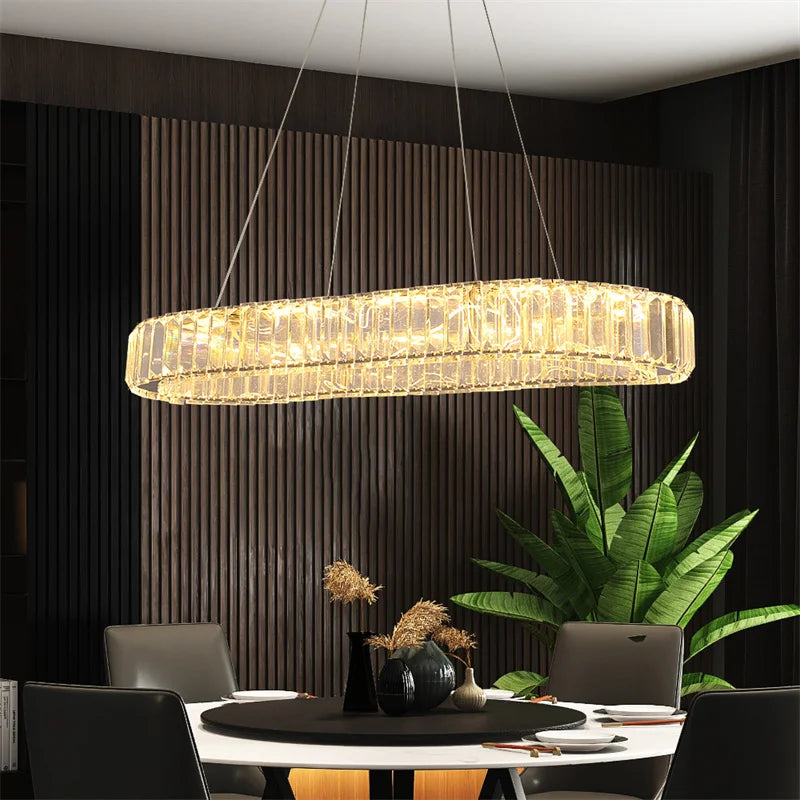 Modern Crystal Chandelier Dining Room Decor Pendant Hanging Light Fixtures For Living Room Ceiling Lamp Lustre Home Decoration