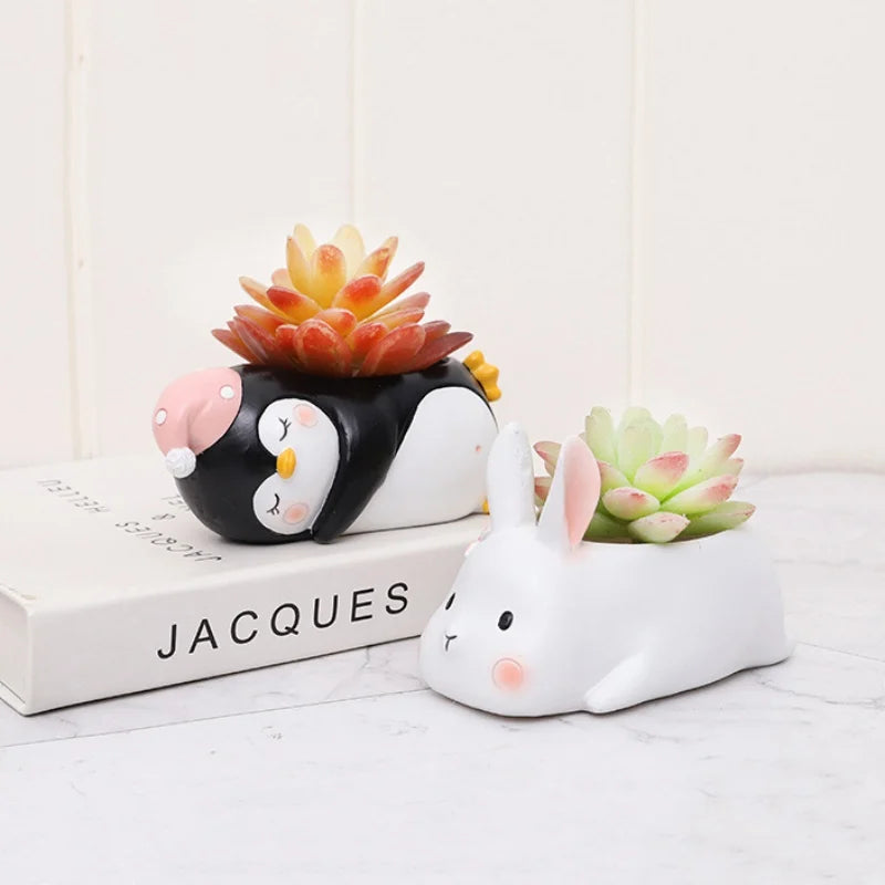 Cartoon Animal Succulent Flower Pot Cute Rabbit Duck Shape Flowerpot Garden Planting Pot Desktop Ornaments Garden Planter