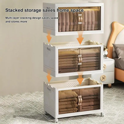 45/55/65cm Foldable Multi-Layer Storage Locker Multifunction Living Room Cabinets Furniture Storage Shelf Book Cloth Storage Bin