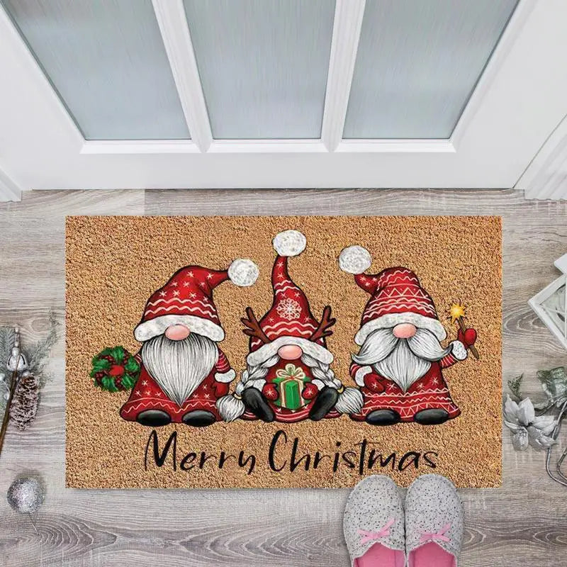 Gnome Dwarf Christmas Doormat Welcome Sign Carpet Front Porch Rug Santa Claus Door Mat Christmas Home Decorations 40x60x0.7cm