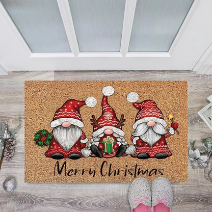 Gnome Dwarf Christmas Doormat Welcome Sign Carpet Front Porch Rug Santa Claus Door Mat Christmas Home Decorations 40x60x0.7cm