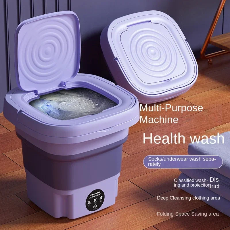 Mini Folding Washing Machine Bucket for Clothes- Small Travel Dormitory 110V US 220V EU