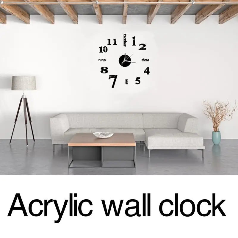 Large DIY Wall Clock Modern 3D Wall Clock With Mirror Numbers Stickers For Home Decorations Office Decorations