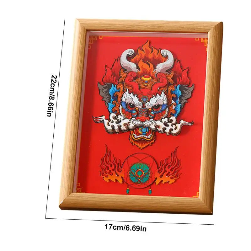 DIY Dragon Decorative Painting Chinese Zhaocai Pixiu 3D Stereoscopic Picture Frame Lion Decoupage Picture Frame Home Decoration