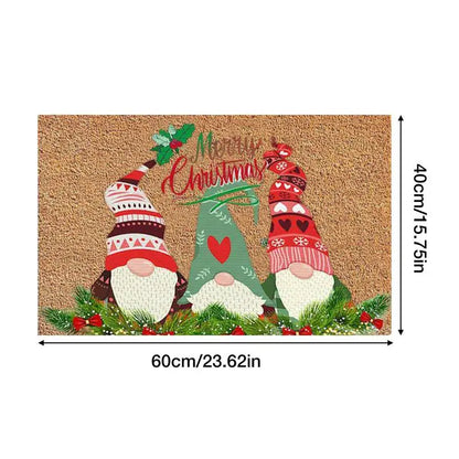 Merry Christmas Gnome Doormat Xmas Holiday Welcome Floor Mat Rugs for Front Door Funny Non Slip Rubber Back Winter Home Kitchen