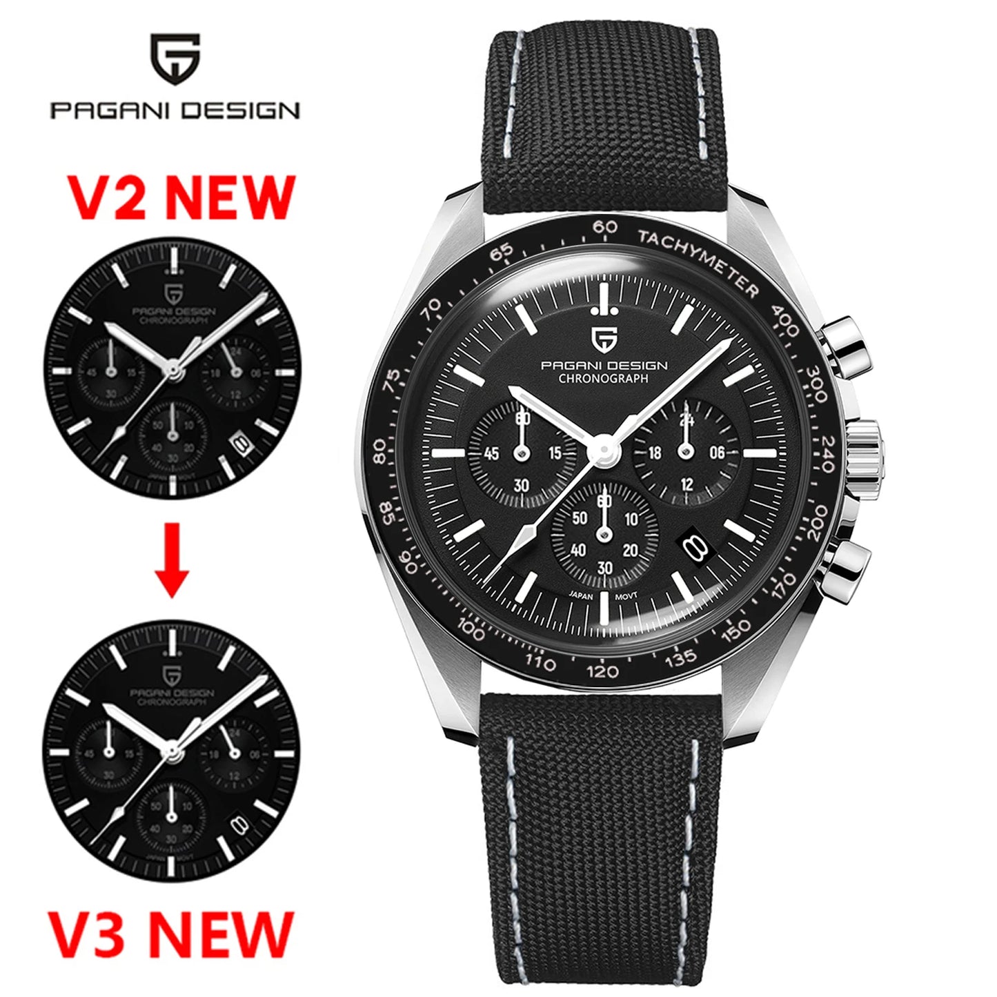 PAGANI DESIGN Moon Mens Watches 2023 Top Brand Luxury Quartz Watch For Men Chronograph Luminous Sapphire Mirror Waterproof Clock