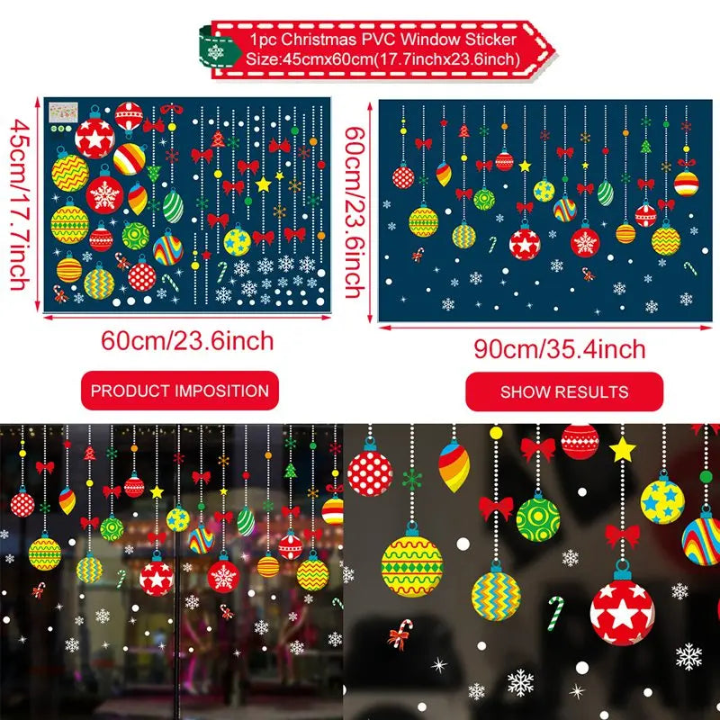 Christmas Window Stickers Christmas Wall Sticker Kids Room New Year Decoration 2025