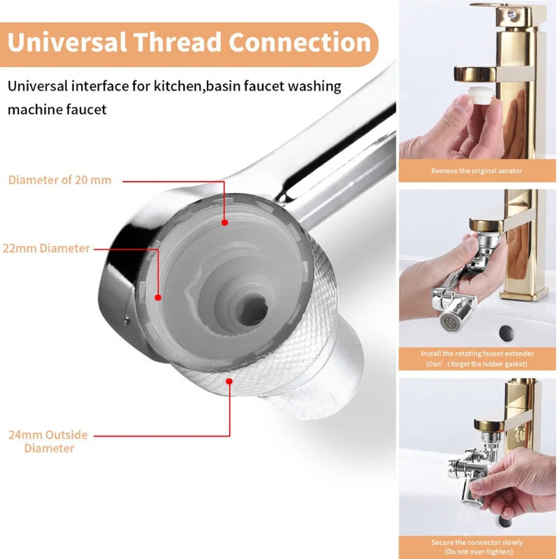 Swivel Faucet Aerator Splash Dual Mode Kitchen Tap Extender