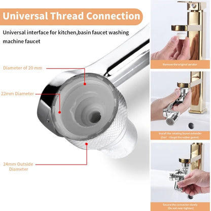 Swivel Faucet Aerator Splash Dual Mode Kitchen Tap Extender