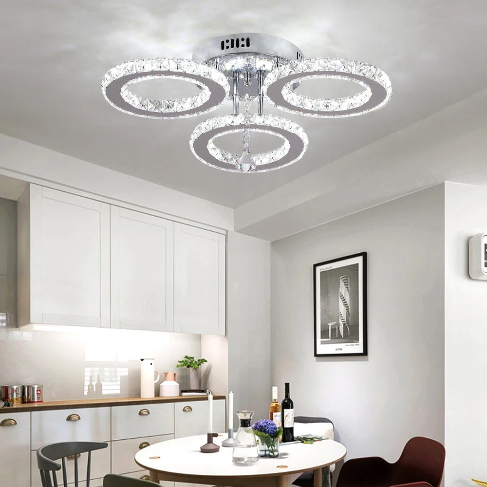 K9 Crystal Led Chandeliers Lighting Modern Plafon Lustre Luminaire Ceiling Lamps For Kitchen Home Decor Indoor Lighting Fixtures