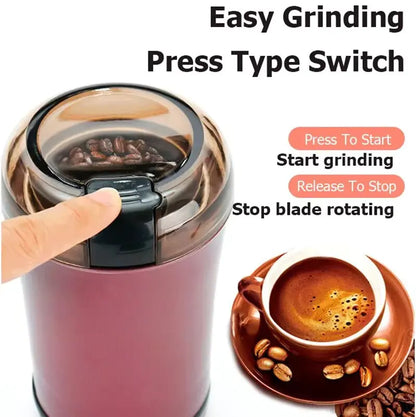 NEW Mini Portable Electric Coffee Bean Grinder, Kitchen Tool, Herbs Salt Pepper Spices Nuts Crusher, EU Plug -Black