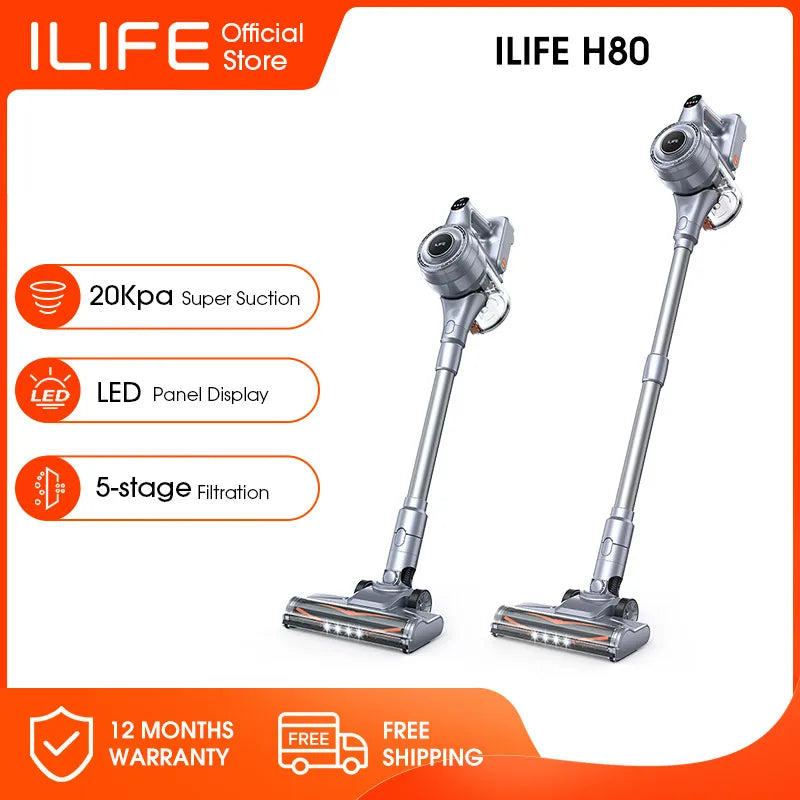 ILIFEH70/H70Plus Cordless Handheld Vacuum Cleaner Robot,21kPa Suction 1.2L Dust Cup,40Mins Time,LED Illuminate,Removable Battery