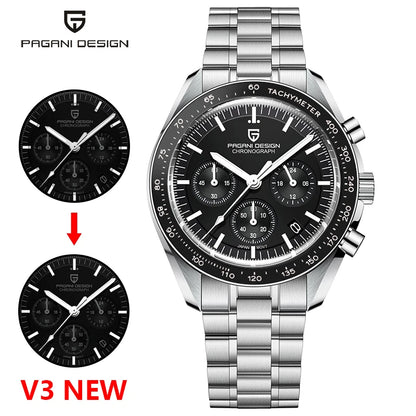 PAGANI DESIGN Moon Mens Watches 2023 Top Brand Luxury Quartz Watch For Men Chronograph Luminous Sapphire Mirror Waterproof Clock