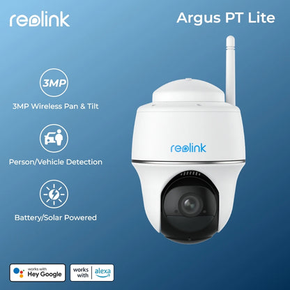 Reolink Argus PT 3MP WiFi Security Camera 5MP Outdoor Solar/Battery Powered IP Cam 4K 8MP Wireless Pan Tilt Surveillance Cameras