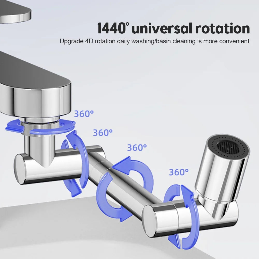 Retractable Universal 1440 °Swivel Robotic Arm with 2 Water Flow Mode