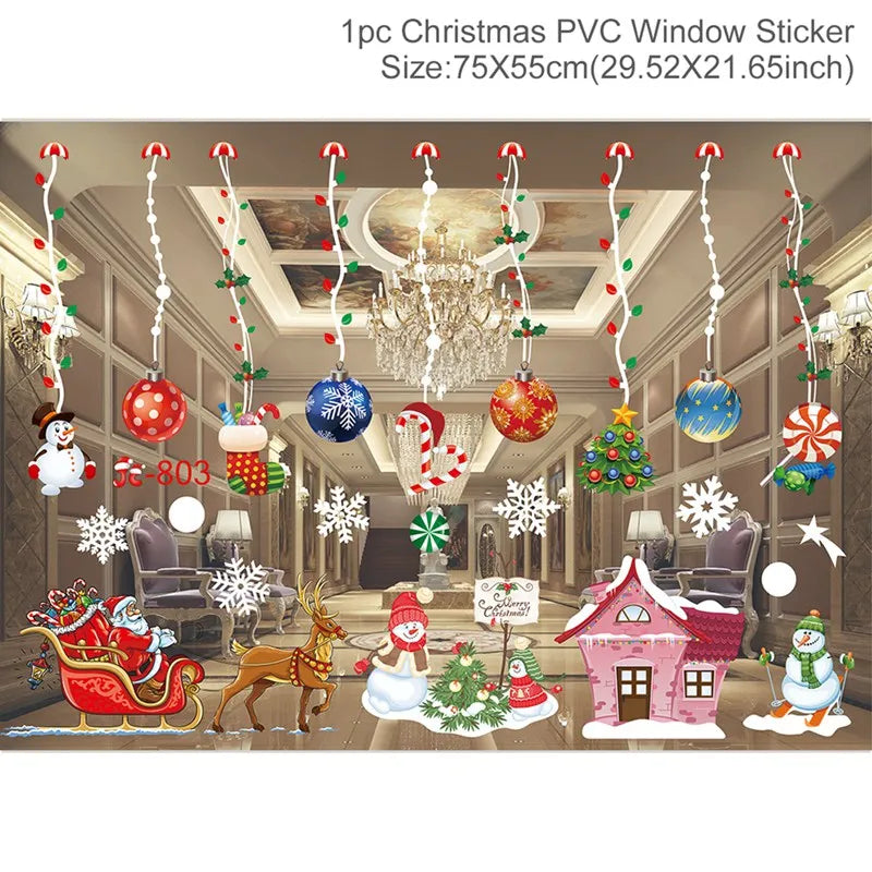 Christmas Window Stickers Christmas Wall Sticker Kids Room New Year Decoration 2025