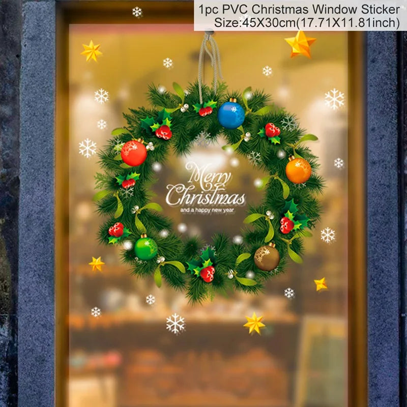 Christmas Window Stickers Christmas Wall Sticker Kids Room New Year Decoration 2025