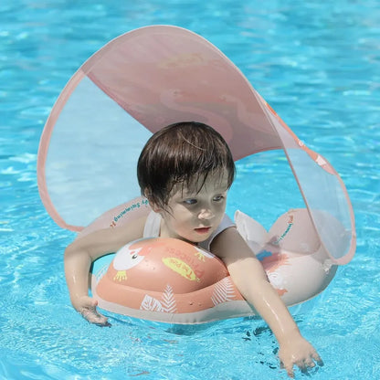 Baby Swimming Float With Canopy Inflatable Infant Ring