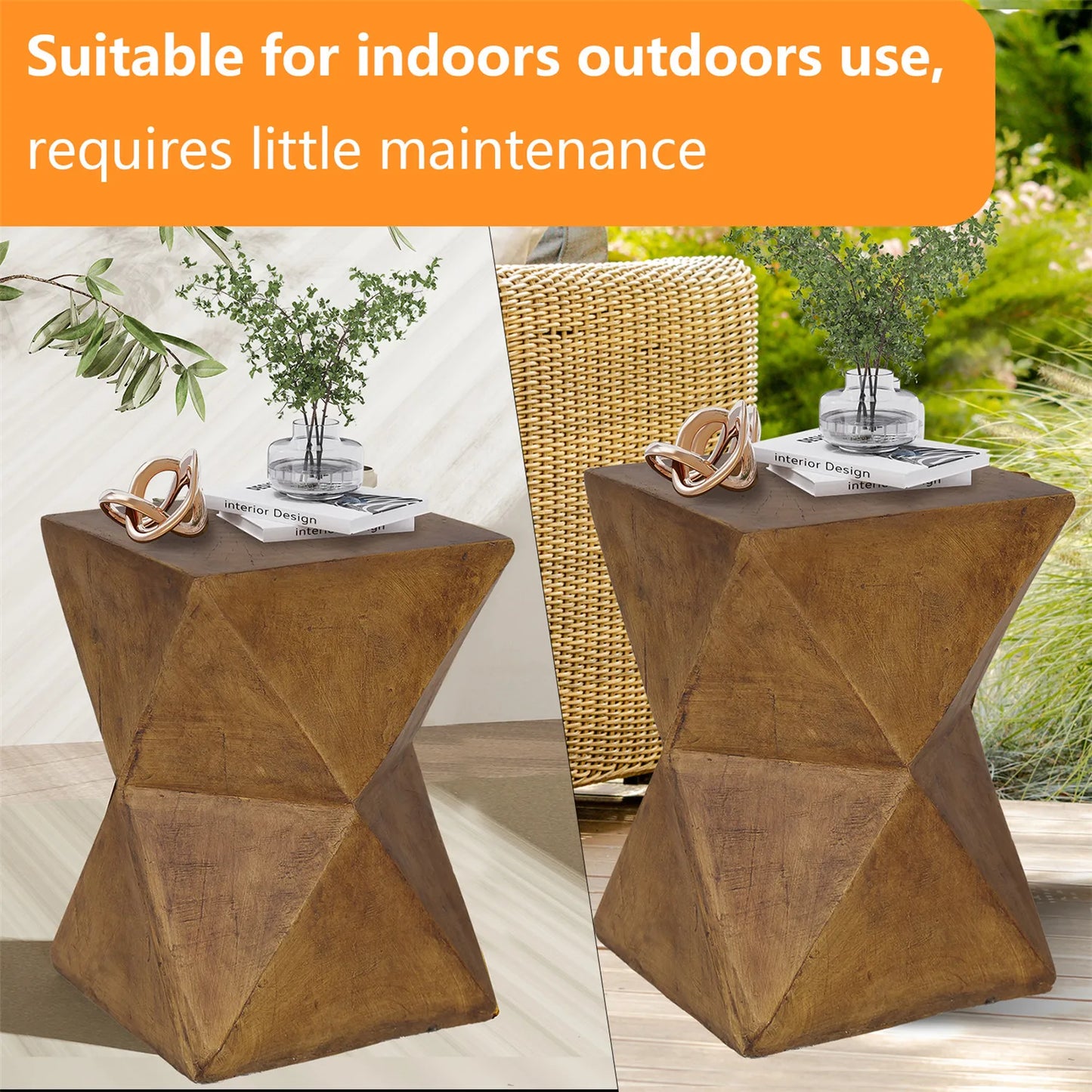 Outdoor Weight Concrete Side Table for Indoor Sofa Side Table Patios Plant Stand Accent Table Garden Stool End Table