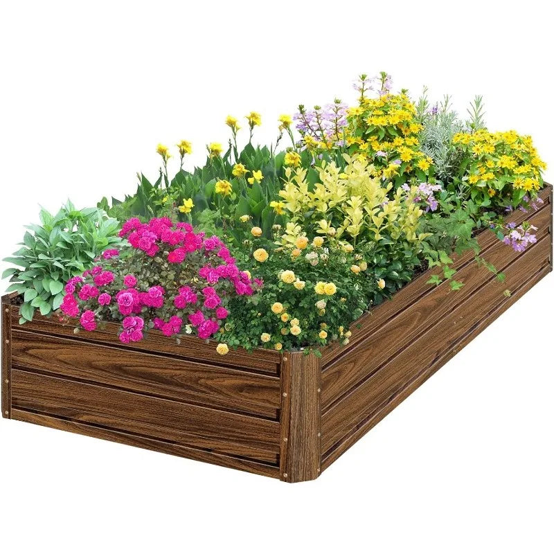 Raised Garden Bed 8x4x1FT Outdoor Large Metal Planter Box Steel Kit for Planting Vegetables, Flowers, Pots for Plants