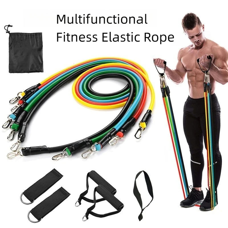 11pcs/Set Pull Rope Resistance Bands Portable Fitness Equipment Ankle Strap Chest Expander Elastic Exercise Band Set Latex Tubes