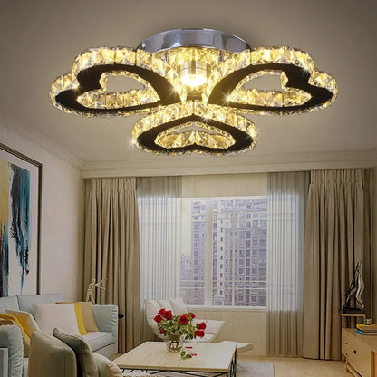 Modern Lustres K9 Crystal Chandelier Ceiling Lamps 3 Rings Stainless Steel Hanging Light Fixture 30W Led Pendant Lamp Home Decor