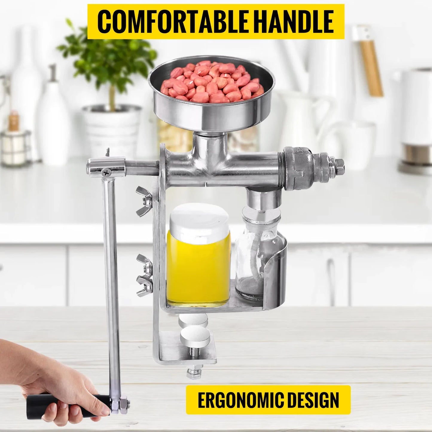 VEVOR Manual Oil Press Machine 304 Stainless Steel for DIY Seed Nut Peanut Oil Expeller Extractor Household Cold Oil Extractor