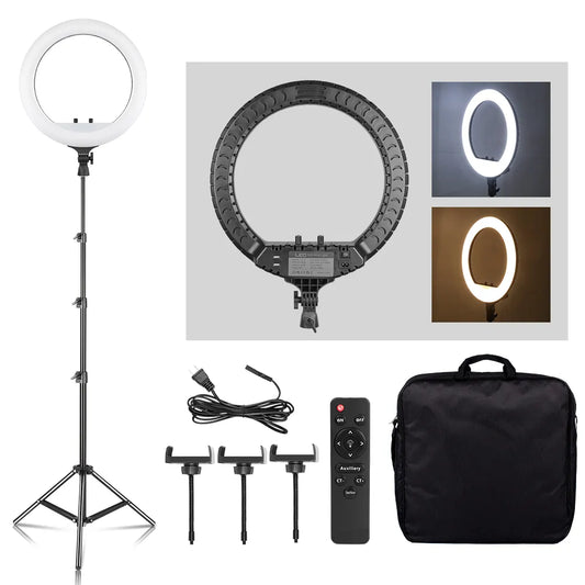 SH 18 Inch Knob Ring Light LED Selfie Video Lamp With Tripod Stand Phone Clip For YouTube Live Lighting Photo Photography Studio