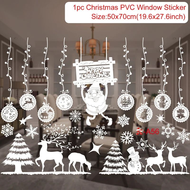 Christmas Window Stickers Christmas Wall Sticker Kids Room New Year Decoration 2025