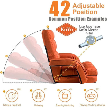 Folding Lazy Sofa With Armrests and a Pillow Padded Adults Gaming Chairs for Living Room Bean Bag Chaise Lounge Indoor Furniture