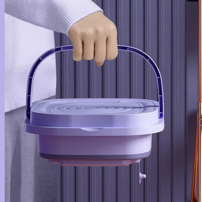 Mini Folding Washing Machine Bucket for Clothes- Small Travel Dormitory 110V US 220V EU