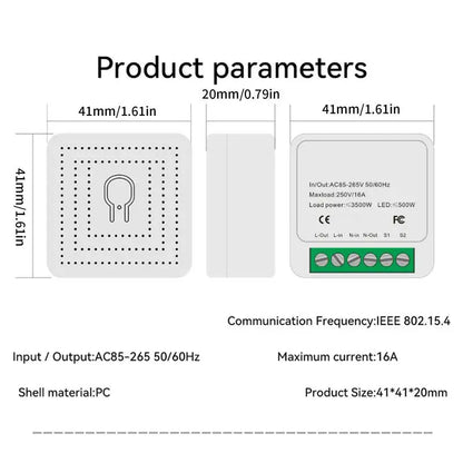 WiFi Smart Dimmer Switch Smart Mini Relay Switch 16A Switch For Smart Home Automation Wi-Fi Light Switch Works With