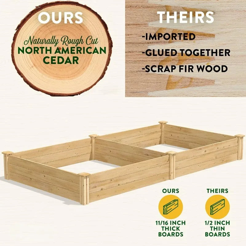 Original Cedar Raised Garden Bed, 4' X 8' X 10.5" - Made in USA with North American Cedar, Plant Pot