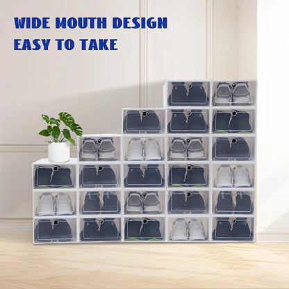 20pcs/24pcs Shoe Box Set Foldable Storage Plastic Clear Home Organizer Shoe Rack Stack Cabinet rangement chaussures