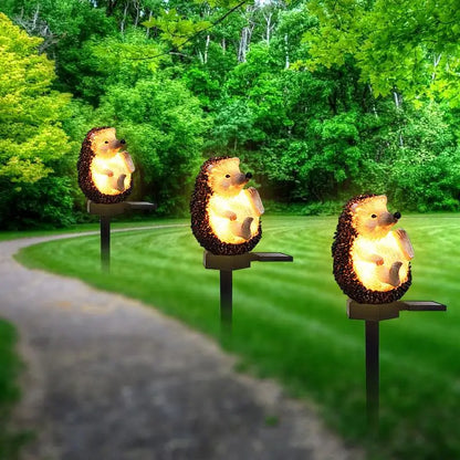 Garden Light Ornaments Hedgehog Shaped Solar Light Stakes Waterproof Animal Figurine Solar Lamp Stakes For Garden Yard Lawn