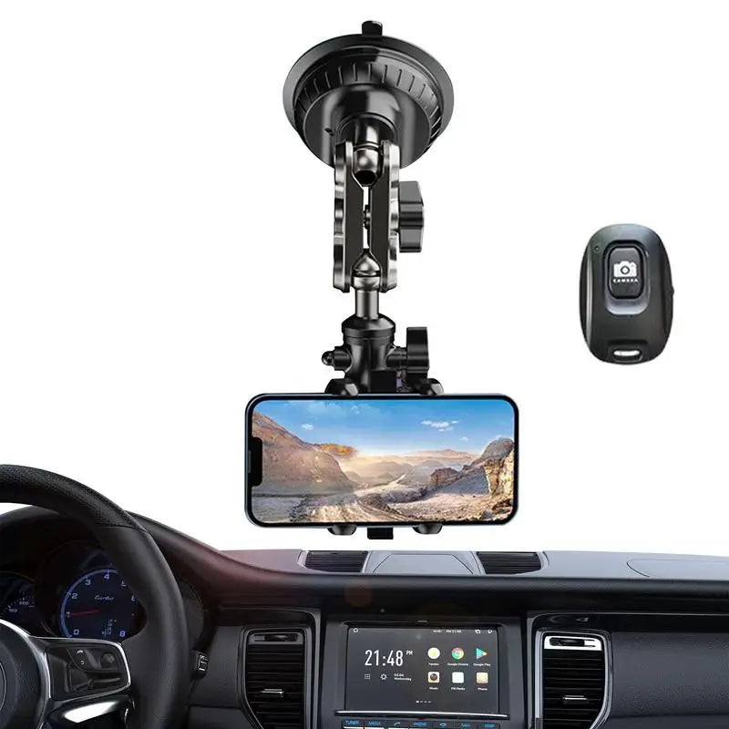 Car Phone Holder for Photography with Strong Suction Cup Base Anti-Shake Car Dashboard Accessories 360 Degree Adjustable