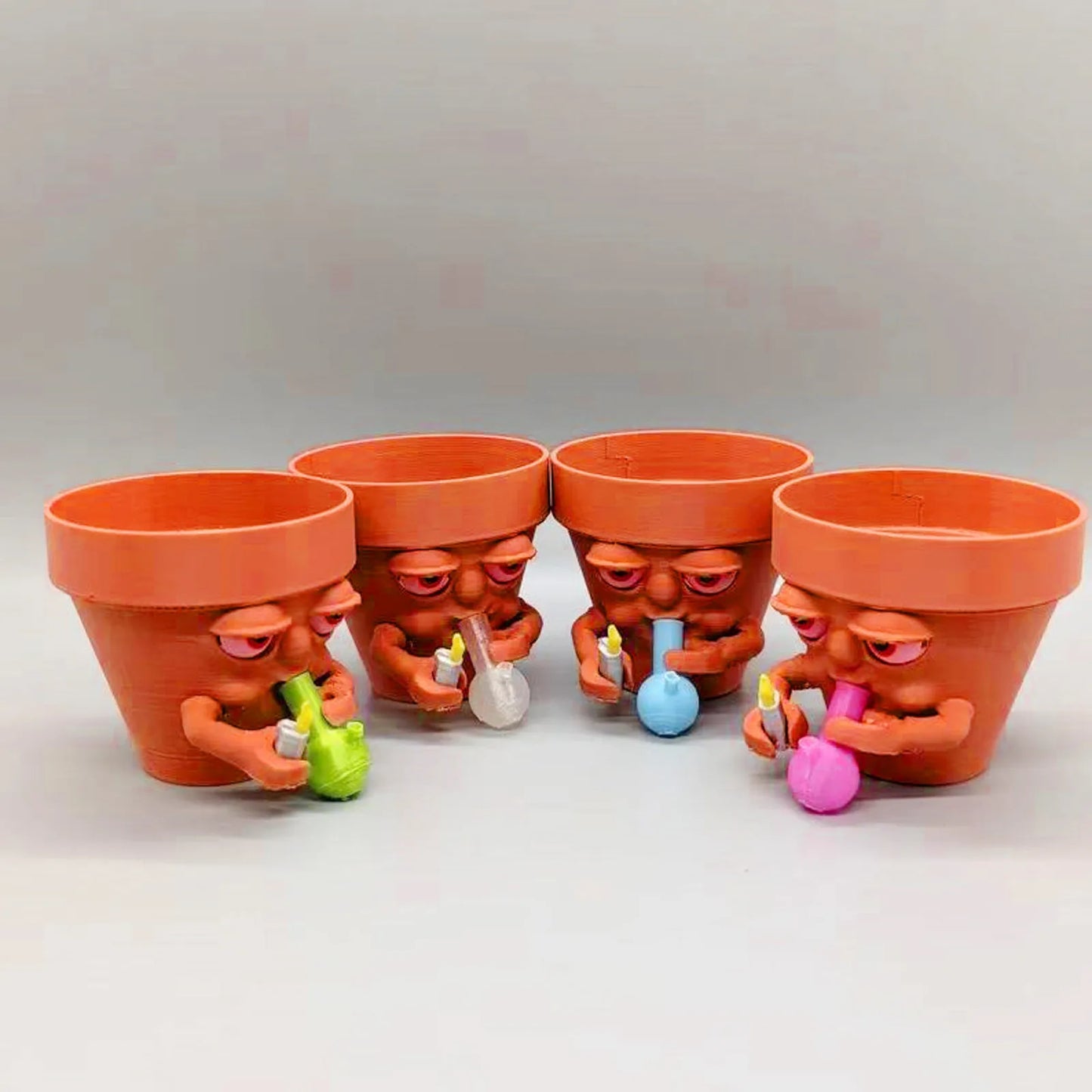 Mini Small Size Creative Flower Pot Face Shape Pot Holding Pipe Succulents Planter Personalized Flowerpot Interior Home Decor